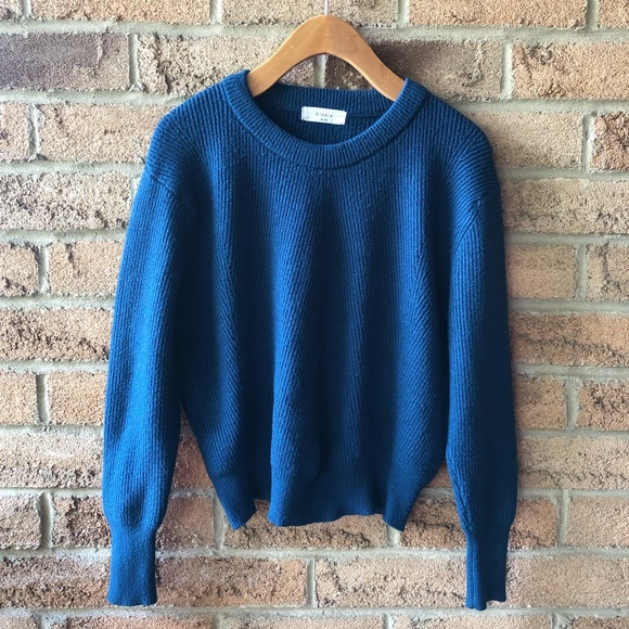 Elodie Sweaters - ELODIE | Teal blue batwing crop spring summer sweater